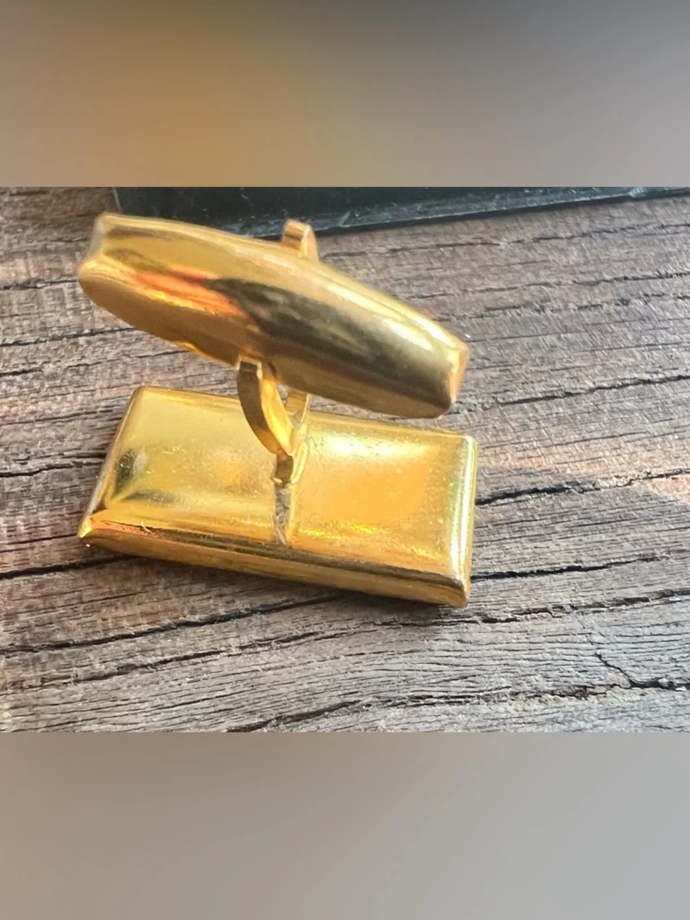 Gold and Black Rectangular Cufflinks - Classic Men's Accessory